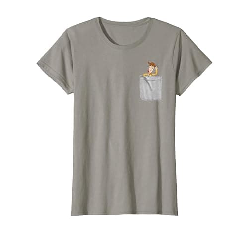 Image of Disney Pixar Toy Story Woody Faux Pocket Graphic T-Shirt T-Shirt, Women, Slate Grey, Medium