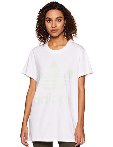 Image of Adidas Women's Big Trefoil Tee T-Shirt, White (White/Blush Green), 6 (Manufacturer Size: 32)