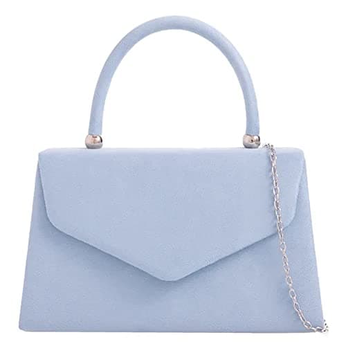 Image of fi9® Retro Suede Tote Style Wedding Ladies Party Prom Evening Clutch Hand Bag Purse (Soft Blue/Serenity)