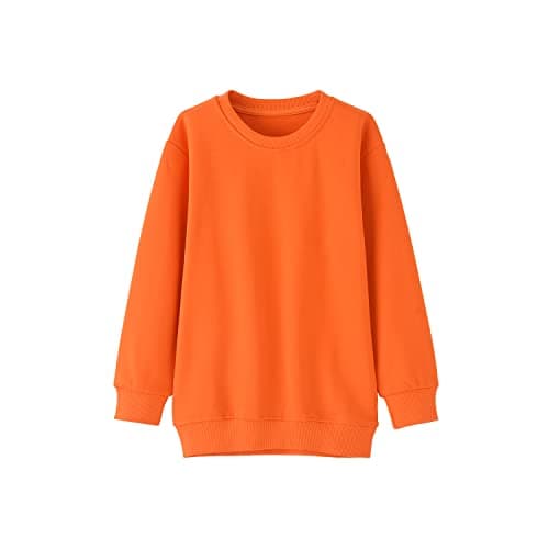 Image of KISLOVE Boys Sweatshirt Crewneck Long Sleeve Tops Girls Pullover Jumper Children Clothes School Uniform for Unisex Kids, Orange 4-5 Years