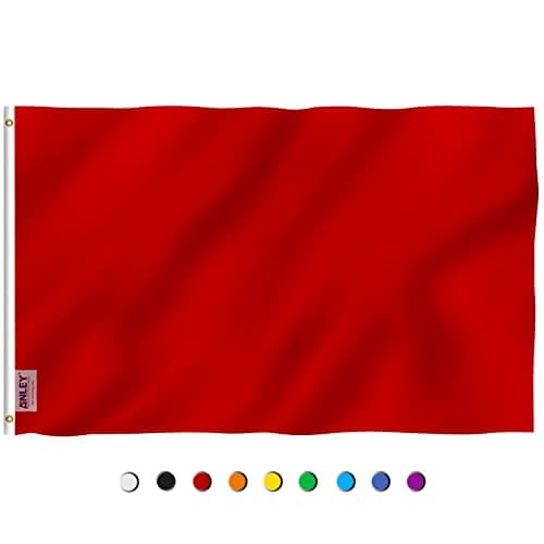 Image of ANLEY Fly Breeze 3x5 Foot Solid Red Flag - Vivid Color and UV Fade Resistant - Canvas Header and Double Stitched - Plain Red Flags Polyester with Brass Grommets 3 X 5 Ft