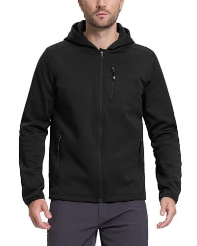 Image of 33,000ft Men's Lightweight Sport Jacket Hoodie Breathable Full Zip Softshell Jacket Walking Jacket for Casual and Sportswear Black M