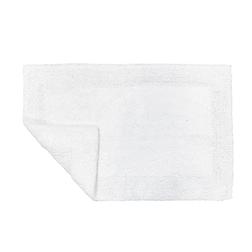 Image of Allure Heavyweight Reversible Bath Mat, 100% Cotton, Super soft, Washable, Large Size 53cm x 85cm (White)
