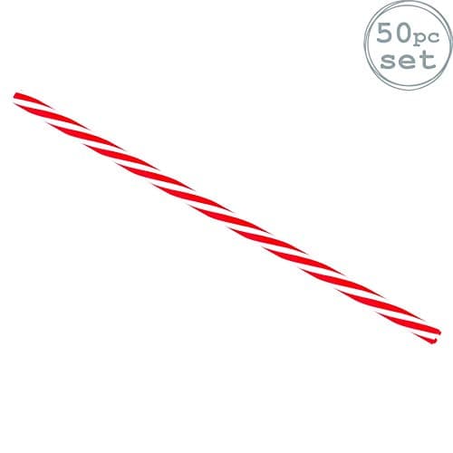 Image of Rink Drink American Diner Style Red & White Striped Reusable Drinking Straws - Pack of 50
