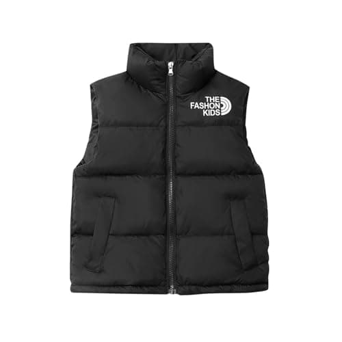 Image of Kids Puffer Gilet - Baby Boy Girl Padded Vest, Windproof Outwear, Sleeveless Zip Up Stand Collar, Two Pockets, WaistCoat, Cotton Thick Bodywarmer, Lightweight Quilted Winter Warm, Children 2-15 Years