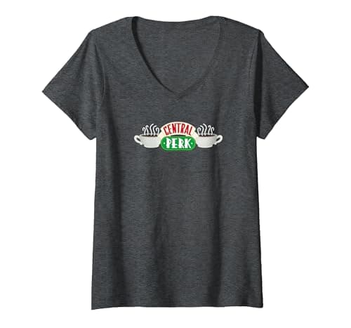 Image of Women's Friends Central Perk V-Neck T-Shirt, Dark Heather Grey, XX-Large
