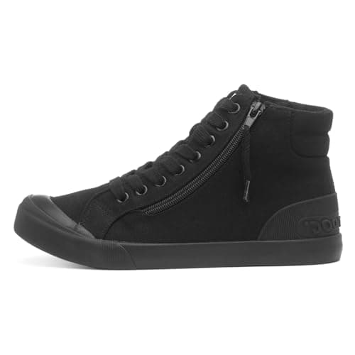 Image of Rocket Dog Jazzin Hi Womens Black Zip Canvas - Size 4 UK - Black