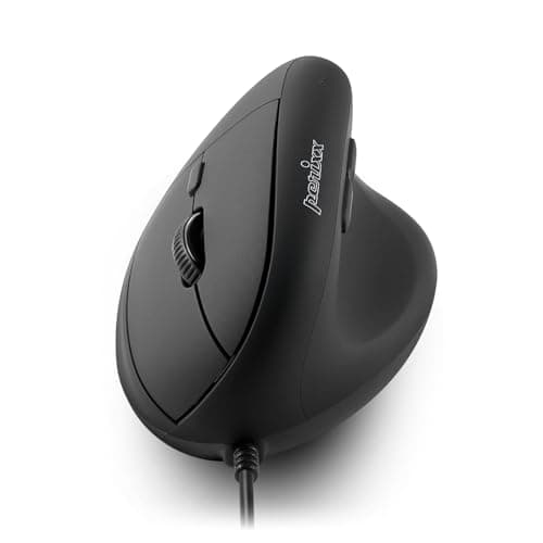 Image of perixx PERIMICE-508 Vertical Ergonomic Mouse - Programmable - Natural Ergonomic Vertical Right Handed Design, black / blue, wired, 10844