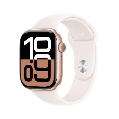 Image of Apple Watch Series 10 GPS 42 mm Smartwatch with Rose Gold Aluminium Case with Light Blush Sport Band - S/M. Fitness Tracker, ECG App, Always-On Retina Display, Water Resistant (Renewed)