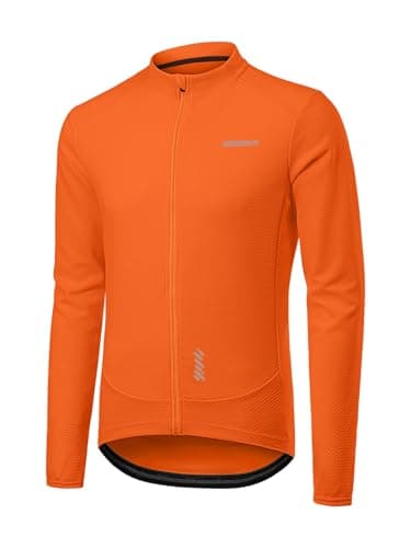 Image of BERGRISAR Cycling Jersey Tops for Men Long Sleeve Spring Fall Road Bike Bicycle Shirt Mountain MTB Jersey Orange Large