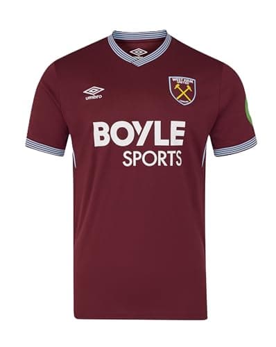 Image of West Ham United FC Umbro Men's Home Short Sleeve Shirt, New Claret, S