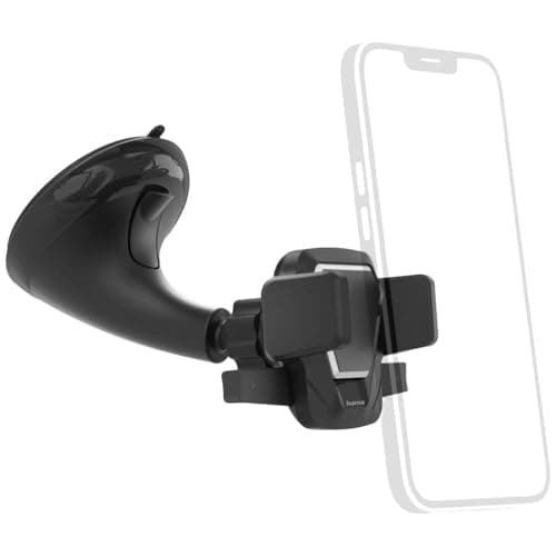 Image of Hama Easy Snap Car Phone Holder for Smartphones with a width of 5.5 to 8.5 cm, Suction Cup Mount 360 Degree Swivelling Black