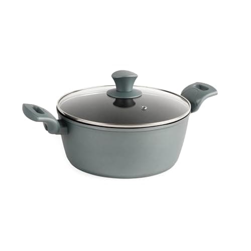 Image of Progress BW09802GWK Shimmer Collection Stockpot with Lid, 7 X Tougher Non-Stick Coating, Metal Utensil & Dishwasher Safe, Suitable for Induction Hobs, Forged Aluminium, Soft-Touch Handles, 24 cm