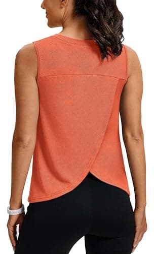 Image of Aokosor Women Tops Workout Gym Tops for Women Loose Fit Lightweight Sleeveless Shirts Yoga Crew Neck Fitness Clothing Athletic Running Ladies Tops M v Neck-Coral Pink