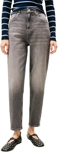 Image of Tommy Jeans Women's High Waist Mom Jeans, Grey (Denim Grey), 34W/34L