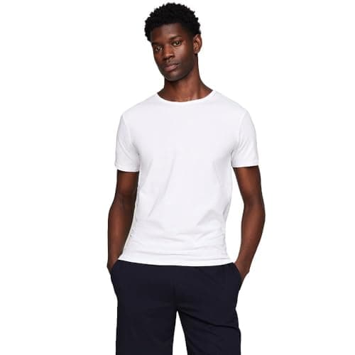 Image of Tommy Hilfiger Men’s 3 Pack Short Sleeve Round Neck Stretch T-Shirts, White (White/White/White), L