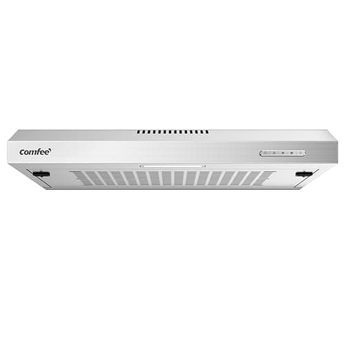 Image of COMFEE' Visor Cooker Hood SLIF17SS-60 LED Extractor Hood Under Cabinet Hood Wall Mounted Extractor Fan Kitchen 600 mm Top Vented Range Hood - Stainless Steel, 60 cm