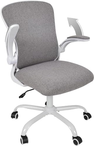 Image of Fullwatt Office Chair, Flip-up Armrest Ergonomic Desk Chair Computer Task Chair Mesh with Armrests lumbar support Mid-Back for Home Office Conference Study Room, Deep Grey
