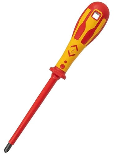 Image of C.K Dextro VDE Phillips Head Screwdriver PH3 x 150mm, Electricians Insulated Philips Screwdrivers, 10,000v Test, Precision Grip Tip, Electrical Terminal Screw Driver, Heavy Duty Hand Tools T49142-3