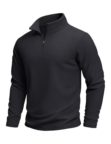 Image of MAGCOMSEN Jumpers for Mens Casual Quarter Zip Pullover Micro Fleece Top Warm Work Sweatshirts Outdoor Walking Black, M