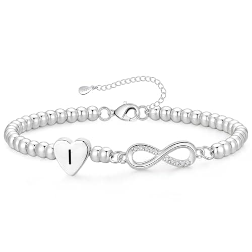 Image of BMMYE Silver Bracelet for Women Letter I Sterling Silver Bracelet Initial Bracelets Friend Gifts for Women Birthday/Christmas/Valentine's Day Gifts