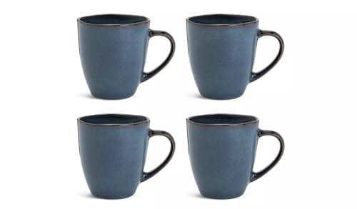 Image of SHABJY Set of 4 Reactive Stoneware Mugs Check Out The Rest of Our Matching Blue Glazed Stoneware Beauties and Enjoy A Full House - Navy