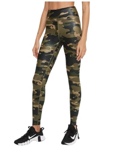 Image of Nike Dri-FIT One Women's Mid-Rise Camo Leggings, Olive Green/White, S