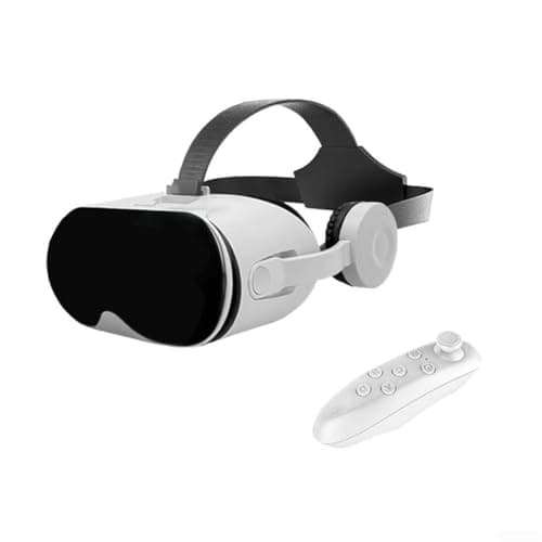 Image of 3D VR Headset with 110° FOV and Built|in Headphones, Adjustable Virtual Reality Glasses for iOS & Phones 5.5-6.7 Inch- Includes Controller for Mobile Games and Movies- White()