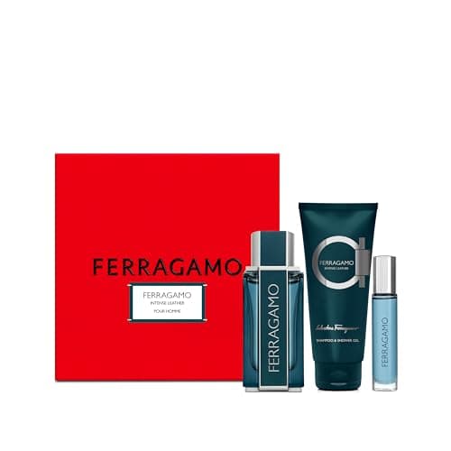 Image of Salvatore Ferragamo Intense Leather Gift Set Eau de Parfum 100 ml, Shower Gel 100 ml, Travel Spray 10 ml