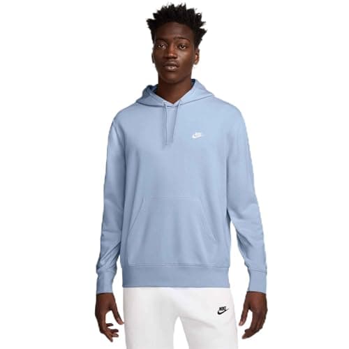 Image of Nike Men's Club Ft Po Hooded Sweatshirt, Hydrogen Blue/Hydrogen Blue/Wh, XL