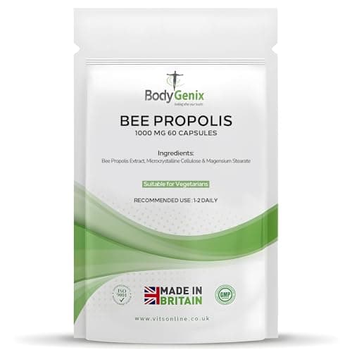 Image of Bodygenix Bee Propolis Capsules - 1000mg Antioxidant Antibiotic Boost Immune System Natural Food Supplement - 60 Caps 2 Month Supply