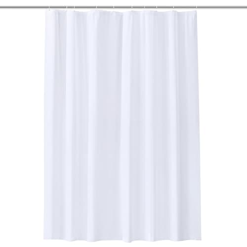 Image of Trimming Shop Shower Curtain & 12 Hooks, Mold and Mildew Resistant 72x72 Inch Long, Washable PEVA Plain Bathroom Curtains, Shower Curtain Liner 180 x 180cm, White