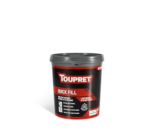 Image of Toupret Quick Fill - Fast-Drying Ready Mixed Interior Filler for Walls & Ceilings - One Coat, No Shrink, No Crack - Quick Wall Repairs, Paint in 30 Minutes - Smooth White Finish - Easily Applied - 1L