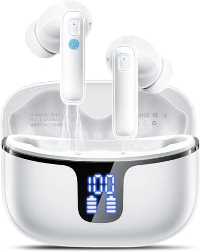 Image of Wireless Earbuds, Bluetooth 5.3 Headphones in Ear with 4 ENC Noise Cancelling Mics HiFi Stereo, Wireless Earphones IP7 Waterproof, 40H Playtime Bluetooth Earbuds Dual LED Display, USB-C Fast Charge