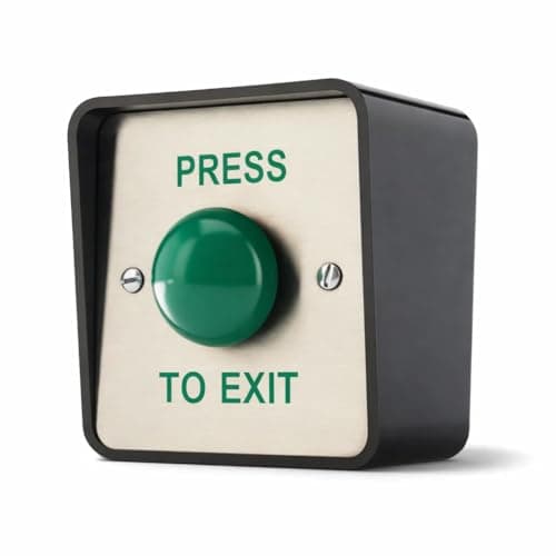 Image of SecureMyDoor Outdoor IP65 PRESS TO EXIT Button | Weather Resistant Push Door Entry Release Switch for Access Control | Brushed Stainless Steel Plate with ABS Plastic Housing