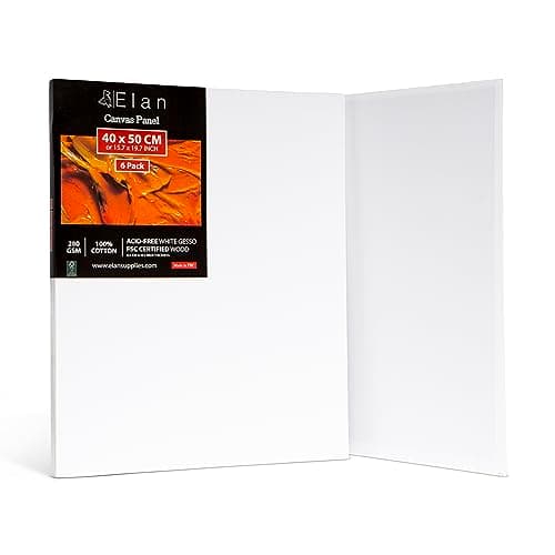 Image of Elan Cotton Canvas Panels for Painting 40x50 CM, 6-Pack Acid-Free Art Canvases for Painting, Triple Primed Blank Canvases for Art, 40x50 Canvas Boards