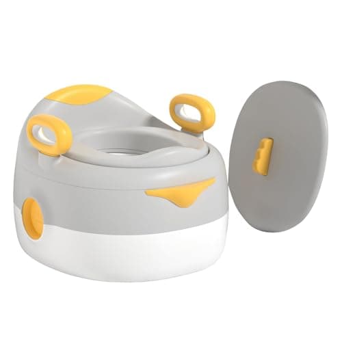 Image of Portable Toddler Potty Training Seat with Step-Foldable,3-in-1 Potty Training Toilet Multi-Stage Convertible Baby Potty Chair with Soft Cushion & Step Stool,Toilet Training Seat, Easy Step-Up (Gray)