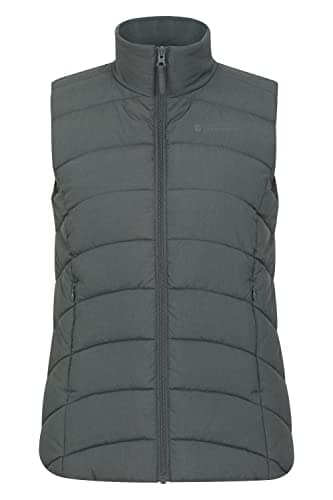 Image of Mountain Warehouse Opal Womens Padded Gilet - Lightweight Body Warmer, Water Resistant Sleeveless Jacket with Front Pockets - Light Rain, Spring Summer Dark Khaki Women's Size 24