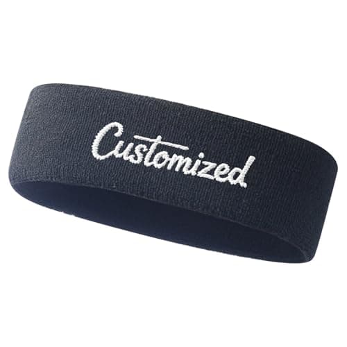 Image of Personalised Sports Band Headband for Men Women, Custom Embroidery Sports Sweatband with Logo Text, Sweat Bands Absorbent for Gym Sports Tennis Running Exercise Basketball Sports