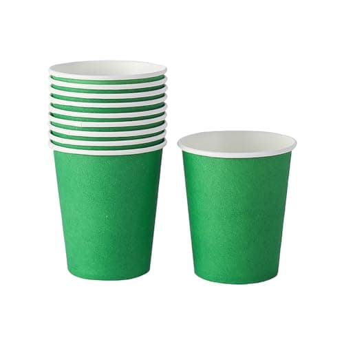 Image of JIHUOO 100 Pcs Party Paper Cups Colored Paper Cups Picnic BBQ Cups Holiday Drinking Cups Hot or Cold Beverage Cups Kids Craft Cups Mouthwash Cups Green