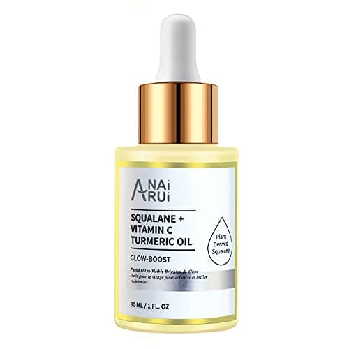 Image of ANAiRUi Vitamin C Facial Oil with Squalane Oil, Turmeric Oil - Glow Oil for Face - Anti-ageing, Brighten Skin Face Oil - Natural Face Oil for Dry Skin, Hair, Cuticles, Dry Hands and Feet, 30ml