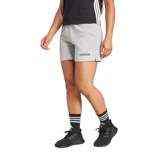Image of adidas Women's Essentials Linear French Terry Shorts, Medium Grey Mottled/Black, M