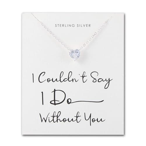 Image of Philip Jones Sterling Silver I Couldn't Say I Do Without You Bridal Heart Solitaire Necklace with Zircondia® Crystals