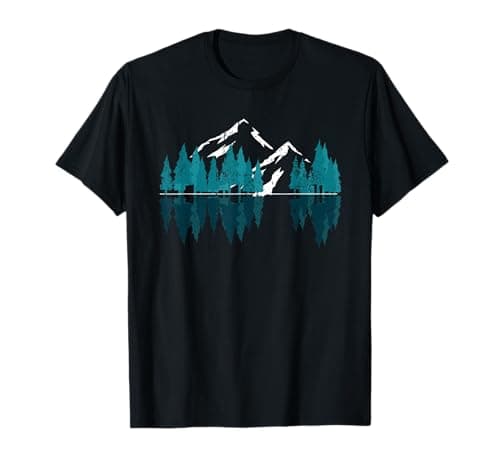 Image of Outdoor Mountain Landscape Reflection Nature Trees Forest T-Shirt