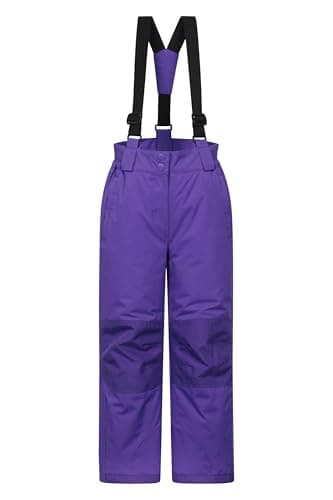 Image of Mountain Warehouse Honey Kids Snow Pants - Snowproof Childrens Trousers, Water Resistant Rain Pants with Zipped Pockets - for Sports, Skiing Holidays, Snowboarding Purple Kids Size 3-4 Years