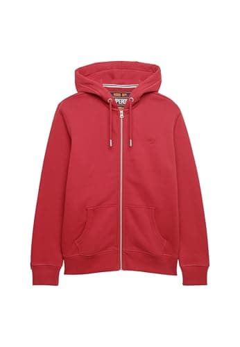 Image of Superdry Unisex Essential Logo Zip Hoodie Hb Sweatshirt, Prep Red, M