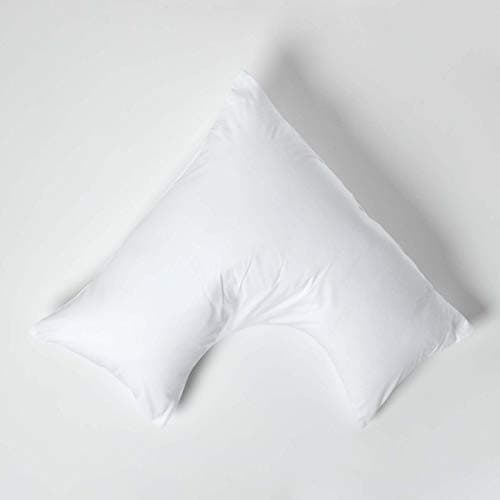 Image of HOMESCAPES White Pure Egyptian Cotton V-Shape Pillowcase 200 TC 400 Thread Count Percale Equivalent Pillow Case For Nursing Pregnancy and Elderly