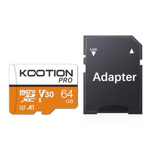 Image of KOOTION 64 GB Micro SD Card, 4K Camera Pro, UHD Video for GoPro, Action Camera, Drone, Smartphone, R/W up to 90/35 MB/s MicroSDXC Memory Card UHS-I U3 A1 V30