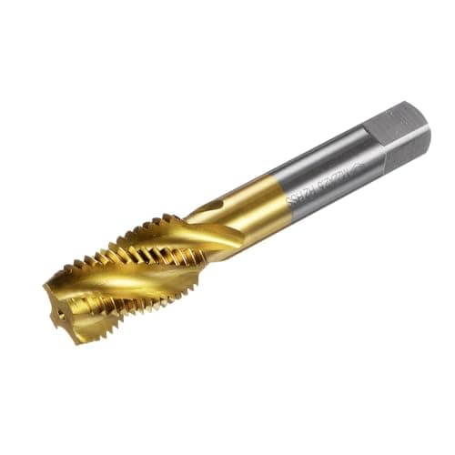 Image of sourcing map Spiral Flute Threading Tap M22 x 2.5, Metric HSS (High Speed Steel) Titanium Plated Machine Thread Screw Tap 4 Flutes Tapping Tool H2 Tolerance