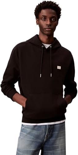 Image of Calvin Klein Men’s Terry Badge Hoodie, Black (Black), L